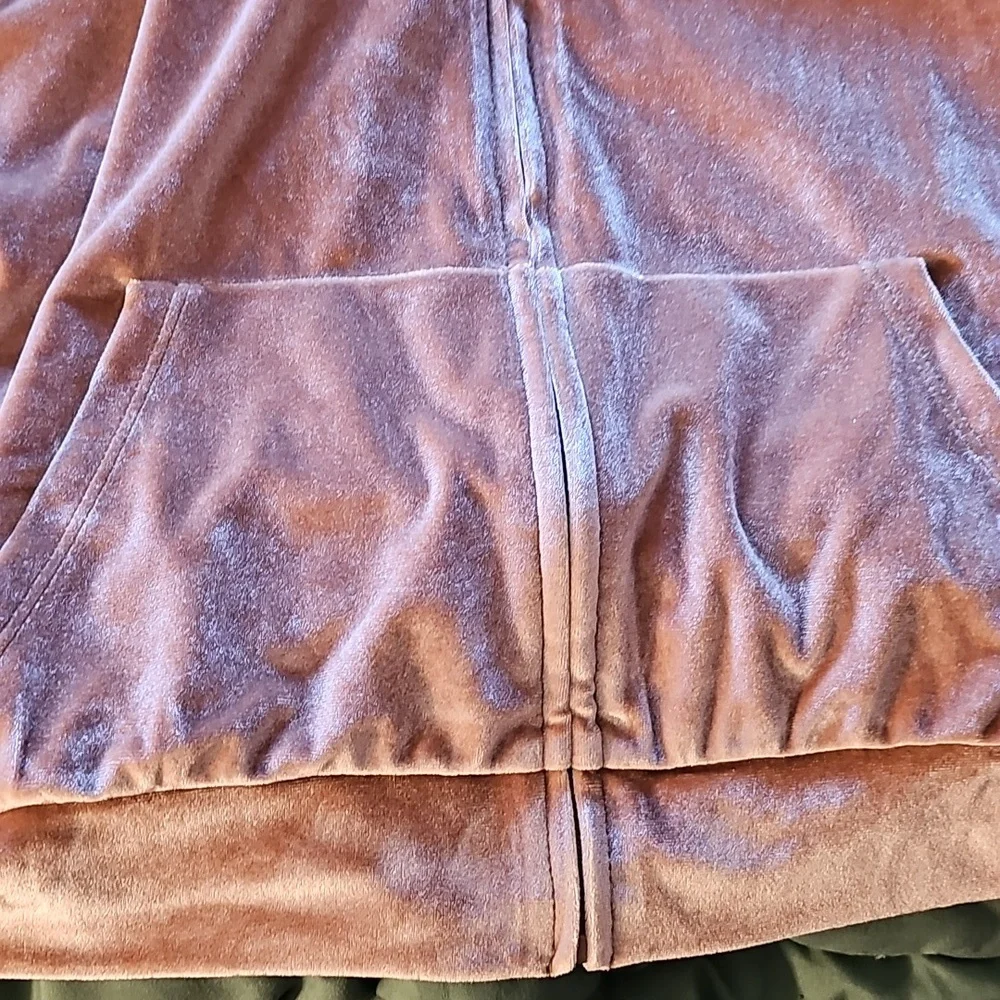 PINK Victoria's Secret Brown Cropped Velour Hoodie Size M - Picture 7 of 7